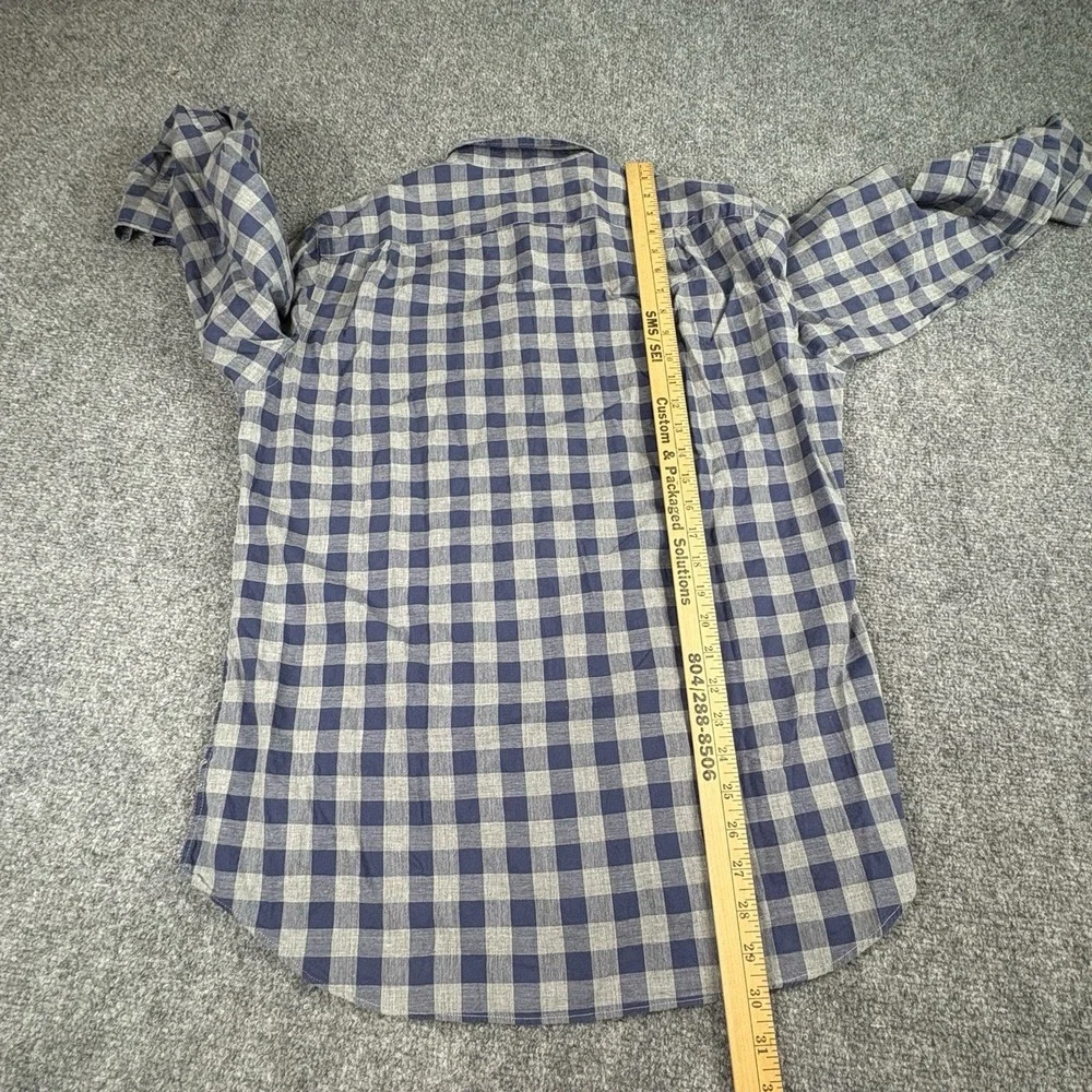 J. Crew Shirt Mens M Blue Gray Gingham Button Classic Preppy Minimalist Academia